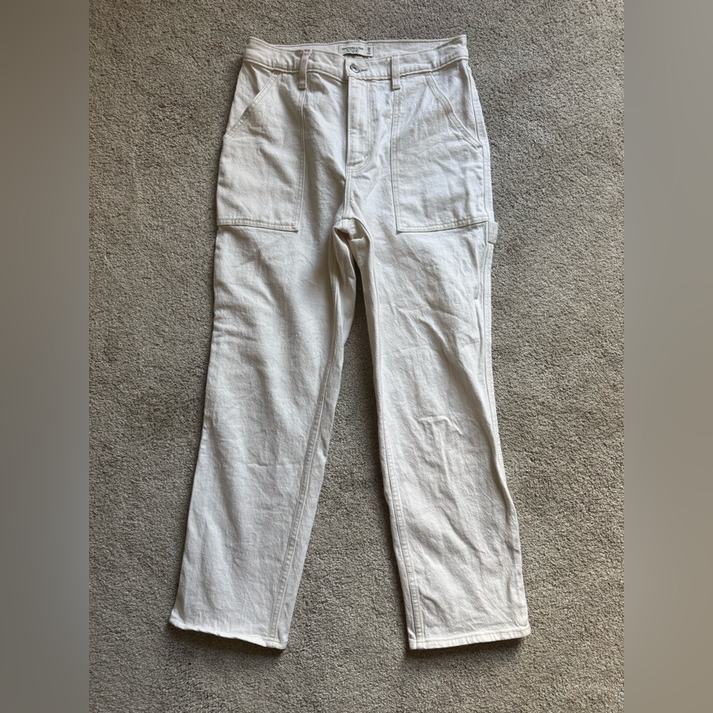 Abercrombie & Fitch Women's Cream Utility Jeans